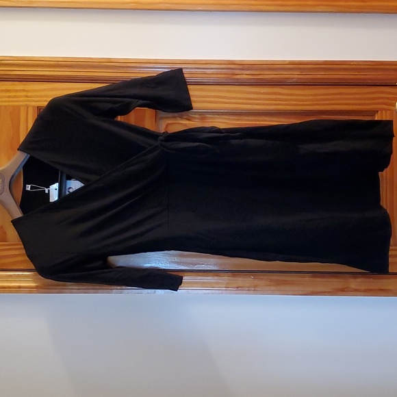 Dresses & Skirts - Wrap Dress Women Casual V Neck Black Party Swing A-Line Faux MED